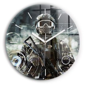 HORLOGE - PENDULE Decortapis Horloge murale en verre, Horloge ronde 