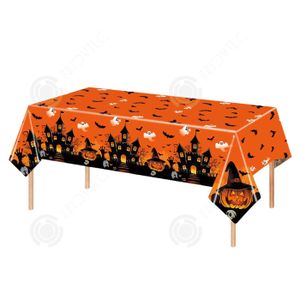 Nappe Halloween Ronde 70 Cm – Citrouilles Orange/noir, Vinyle PEVA, Neuve