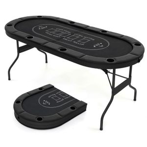 Plateau de poker octogonal 8 joueurs bleu
