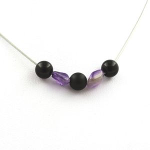 Collier à perle d'améthyste en acier inoxydable | Bijoux Steel