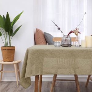 Deconovo Nappe Imperméable Rectangulaire Decoration Effet Lin pour Table de Jardin 130x130cm Vert Lac
