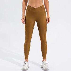LEGGING Pantalons Femmes yoga Tendu Taille haute Hip Lift Étirer Athlétique Marron