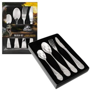 Set De Couverts Jurassic World Enfants - 4 Pièces Acier Inoxydable Avec Empreintes Dinos