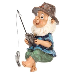OBJET DÉCORATIF Tbest nain de jardin extérieur Gnome de pêche Sitt