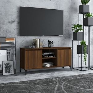 MEUBLE TV Meuble TV avec pieds en métal Chêne marron 103,5x35x50 cm