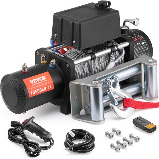 Treuil Électrique 12V 1300 Kg - Avec Télécommande, Câble Acier 6 M | Pour 4x4, Chantier, Sauvetage