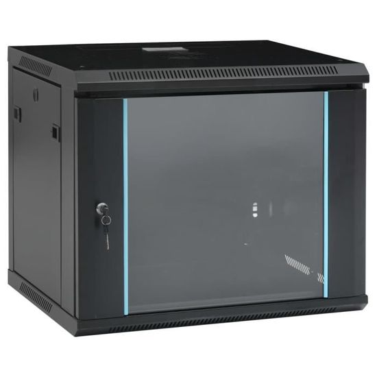 Coffret De Réseau Mural 6U 19" IP20 600x450x375 Mm - Armoire Serveur Noire Robuste Pour Équipements Réseau