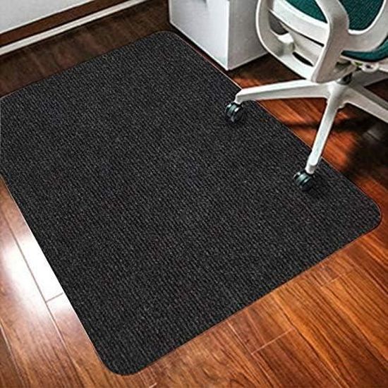 QQpony Tapis De Chaise Bureau – 160x130 Cm – Flanelle Noire Antidérapant Pour Sol Dur – Protection Sol