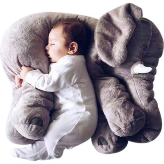 60cm bébé en peluche éléphant doux apaisé éléphant Playmate poupée calme bébé jouet éléphant oreiller jouets en peluche poupée(gris)