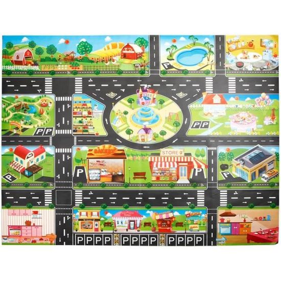 Tapis d'éveil,130*100CM ville carte voiture jouets modèle ramper tapis tapis de jeu pour enfants interactif jouer - Type Map E