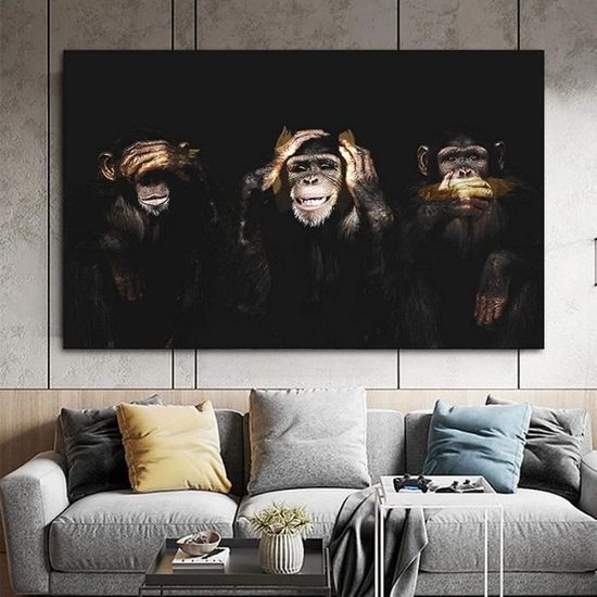 Poster Toile Singe Super-héros 60x80cm - Décoration Murale Enfant - Impression Haute Qualité - Sans Cadre