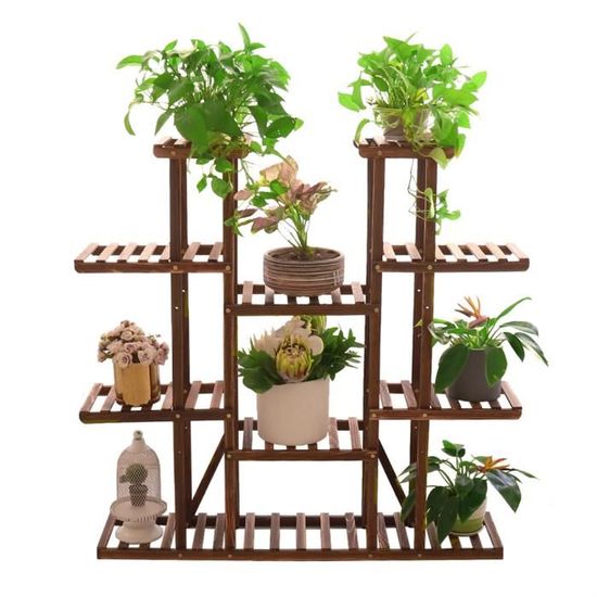 Porte Plantes Intérieure Bois - Grande Étagère Plante - Support Pot De Fleur Avec 2 Étagères - Pour Terrasse Balcon Maison Jardin - Jardin