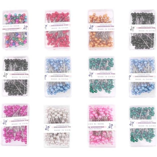 250 épingles De Couture Droites 38mm - Tête En Verre, Lot De 600 Pièces Au Total, Neuf, Pour Couturières