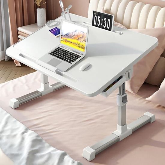 Table Pliable Pour Ordinateur Portable – MDF, 60x40 Cm, Avec Fente Tablette Et Porte-gobelet