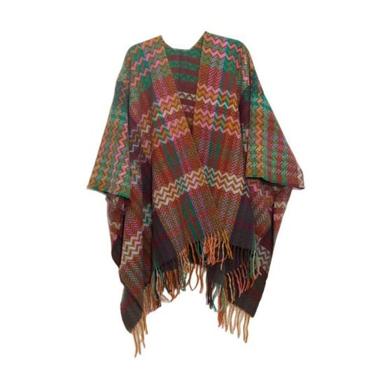 Poncho Femme Avec Pompons - Châle Tricoté Élégant - Pour Automne Et Hiver - Duxyoz