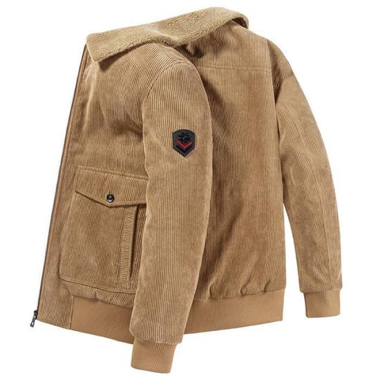 Blouson Moto Velours Veste Velours Côtelé Femme - Cardigan Élégant Revers Boutonnés - Printemps Automne - Polyester Blouson Casual élégant