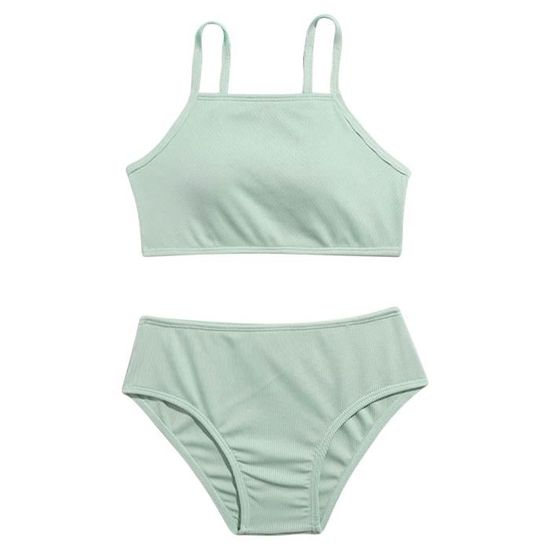 Maillot De Bain 3 Pièces Fille Avec Jupe - Tankini Mignon Et Tendance - Bretelles Réglables - Parfait Pour Ados 8-18 Ans - Plage Et Piscine