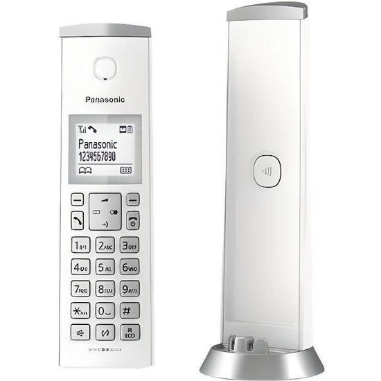 Téléphone résidentiel sans fil avec répondeur - PANASONIC KX-TGK220 - Blanc  - ID d'appelant - Mains libres - Cdiscount Téléphonie