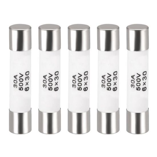 Lot De 5 Fusibles Céramiques Rapides 0.5A 500V 6x30mm - Neuf Uxcell