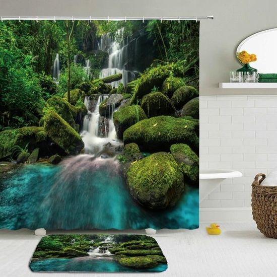 Cognitixx Ensemble de rideaux de douche 4 pièces avec tapis pour décoration de salle de bain