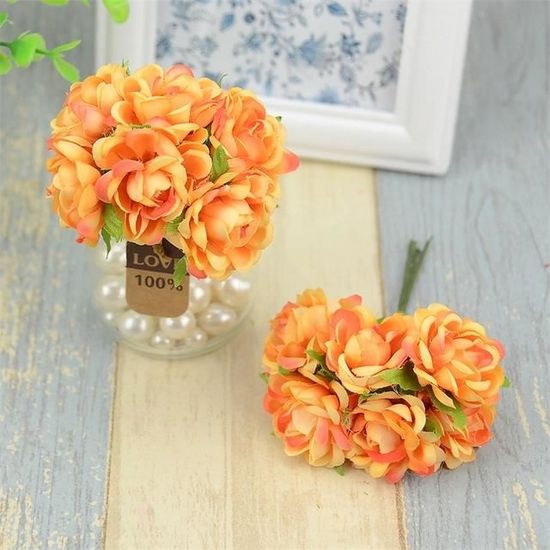 Tigeen Lot de 108 roses artificielles en soie avec tige en plastique