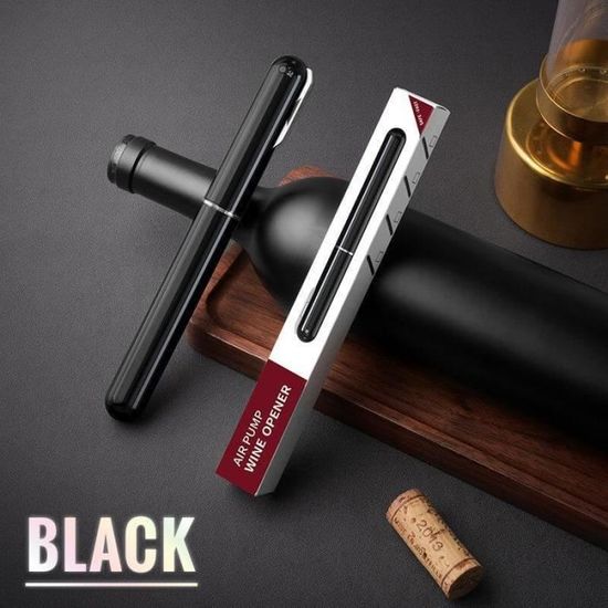 TIRE-BOUCHON,Black--Tire bouchon pneumatique en forme de stylo aiguille, ouvre bouteille de vin avec pompe à Air, extracteur de lièg - La cave Cdiscount