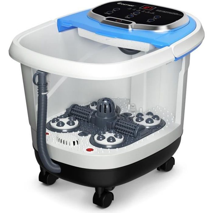 COSTWAY Bain de Pieds Thalasso avec Fonction de Douche et Lumière Rouge 6 Rouleau de Massage Température et Minuterie Ajustable 500W