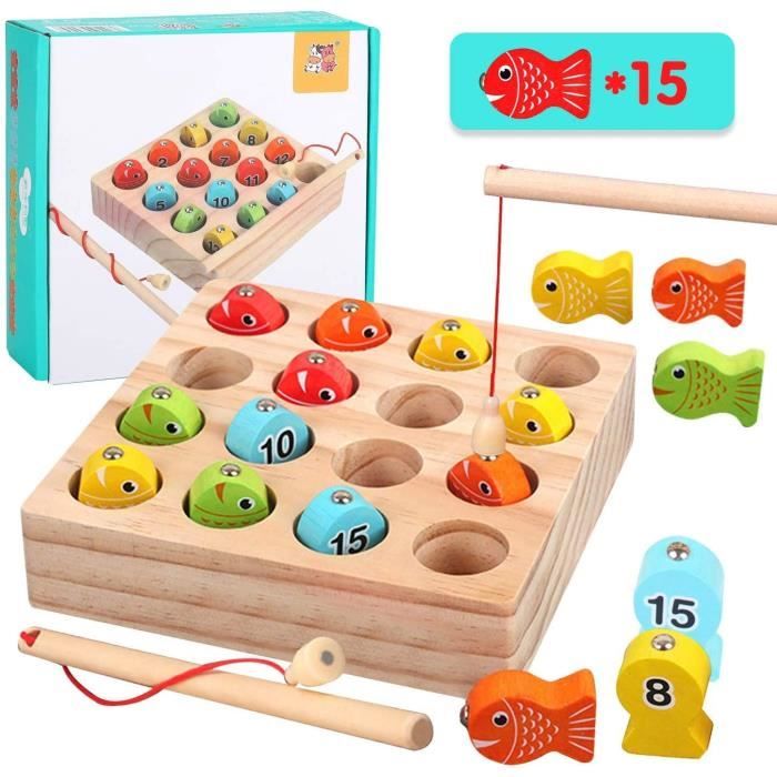 jouets numériques enfants, Jeu De Pêche Montessori Jouet de Peche a La Ligne Enfant Jeu de Magnetique Pêche en Jouet Enfant 3 4 5 6