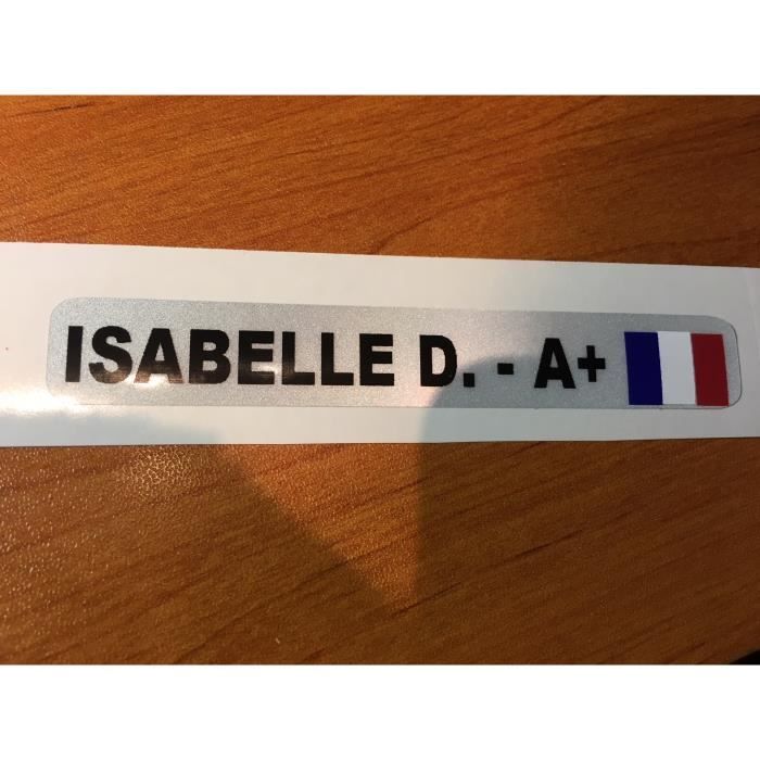STICKER CASQUE IDENTITE RETRO REFLECHISSANT GROUPE SANGUIN AUTOCOLLANT