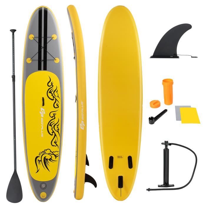 Stand Up Paddle Gonflable 335x76x15cm avec Accessoires Pagaie,Pompe Haute Pression Kit de Réparation, Leash, Aileron Amovible Sac de