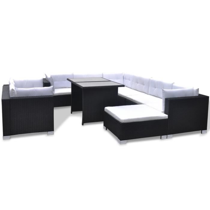 Magnifique vidaXL Mobilier de jardin avec 28 pieces Noir Rotin