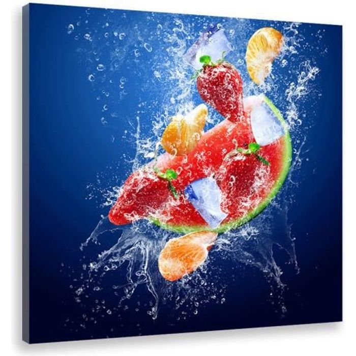 HXA DECO - Impression sur Toile, Decoration Murale Tableau Tableau Mural, TAbleau Deco cuisine Salade de fruits givrés - 50x50 cm