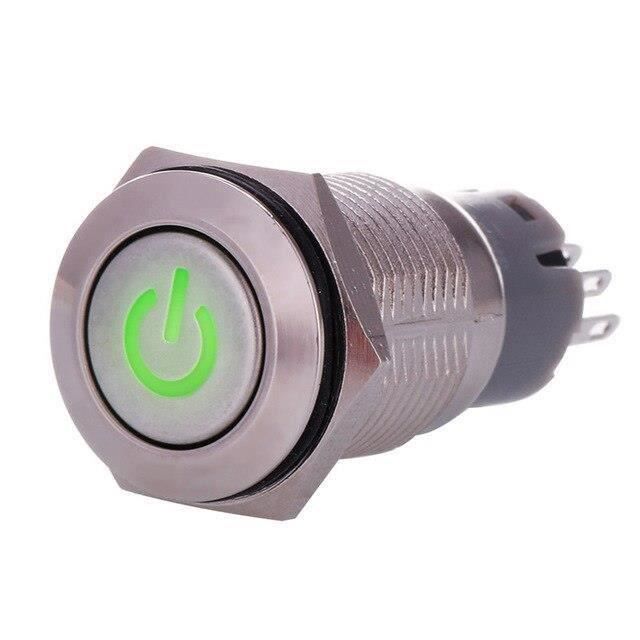 Vanne de verrouillage en aluminium 16mm 12V Effet de haute qualité pour voiture, bouton de poussée, joli inte*ME3687