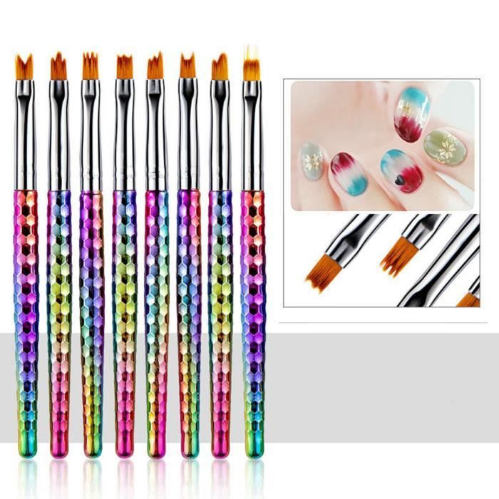 Pinceaux Ongles Pour Nail Art Gradient, Kit De Brosses Ongles Gel, Ensemble De Pinceaux Accessoires Pour Ongles - 8Pcs