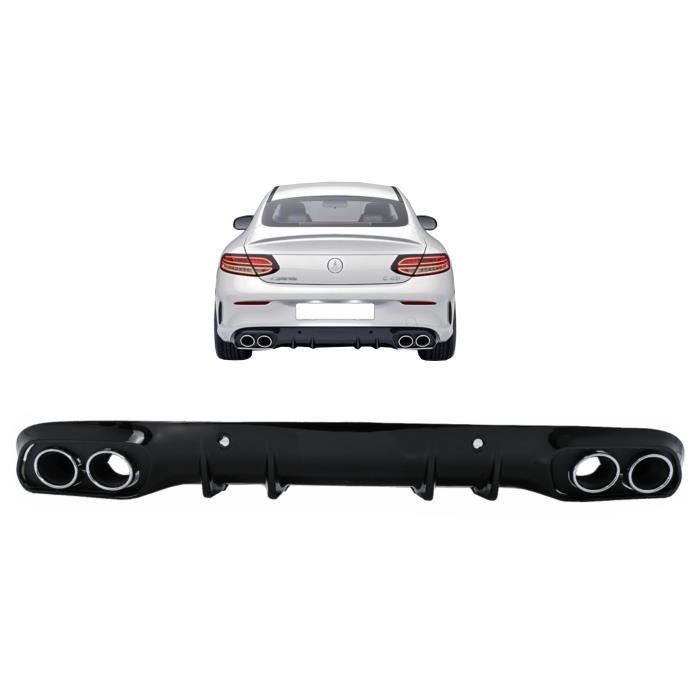 Diffuseur pour Mercedes Classe C C205 A205 Coupé Cabriolet 14-19 Embouts C43 Look