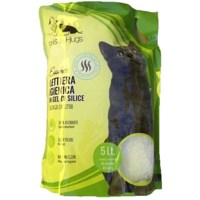 Litière en gel de silice pour chat Essence, 1 boîte de 5 litres super absorbante, inodore et sans poussière, durée 45 jours