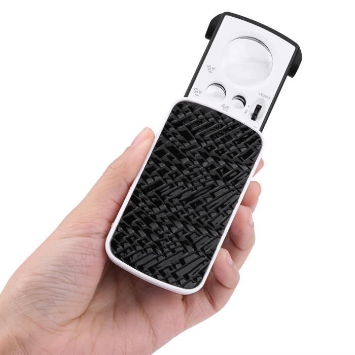 Loupe de bijoux 30x - 60x - 90x loupe bijoux loupe optique bijoutier outil lumière LED loupe (noir) HB053
