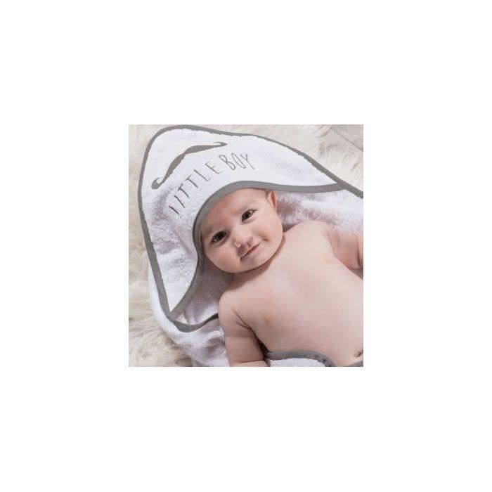 DOMIVA Coffret sortie de bain Little Boy - Eponge 100% Coton - Avec gant - Gris - 75 x 75 cm