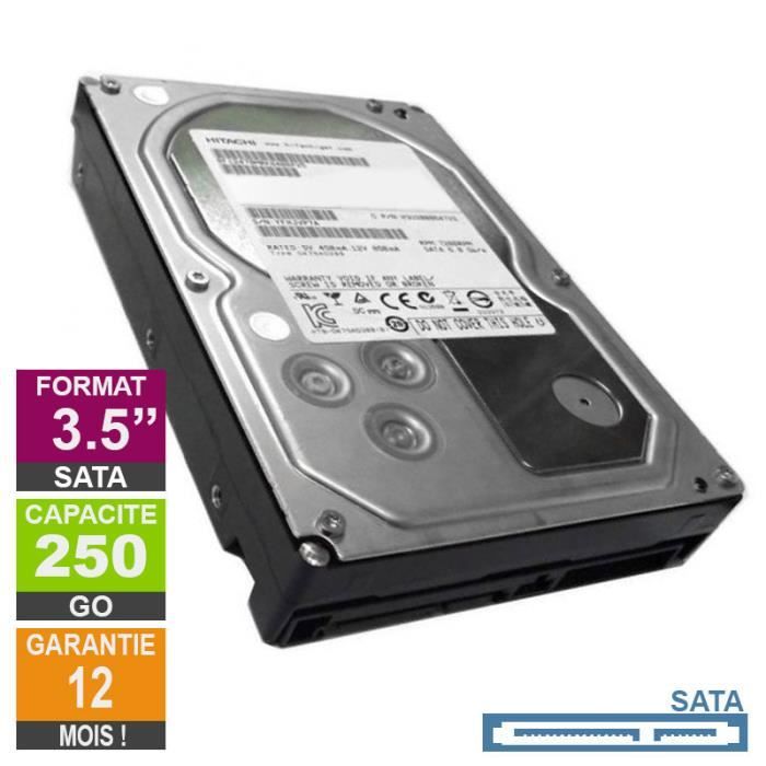 Disque Dur 250Go SATAII 3.5 Hitachi HDT721025SLA380 7200rpm 8Mo