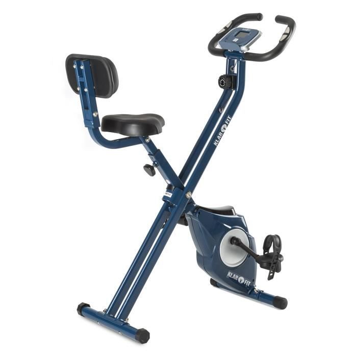 Klarfit Azura CF Vélo d'appartement en X de 3 kg charge 100 kg max pulsomètre – bleu