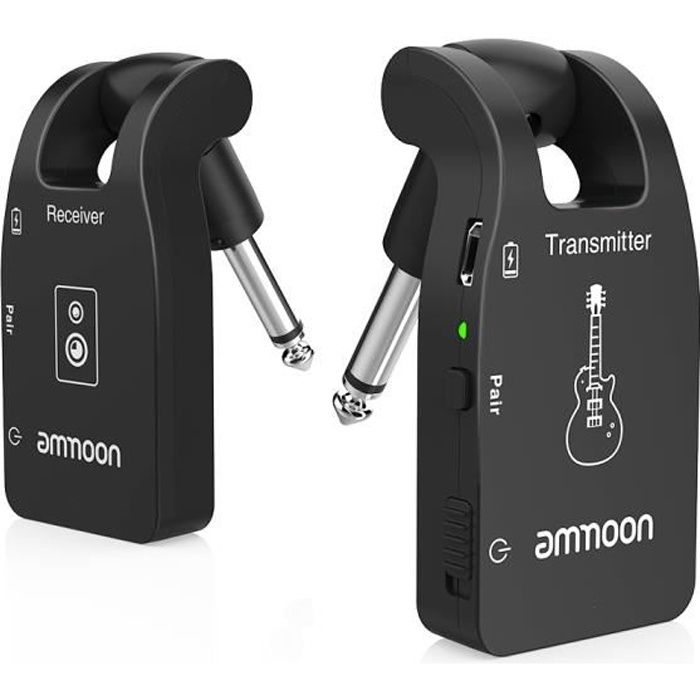 Lixada Wireless Guitar System 2.4G Rechargeable 6 Canaux Audio Transmetteur Récepteur pour Guitare Basse Électrique