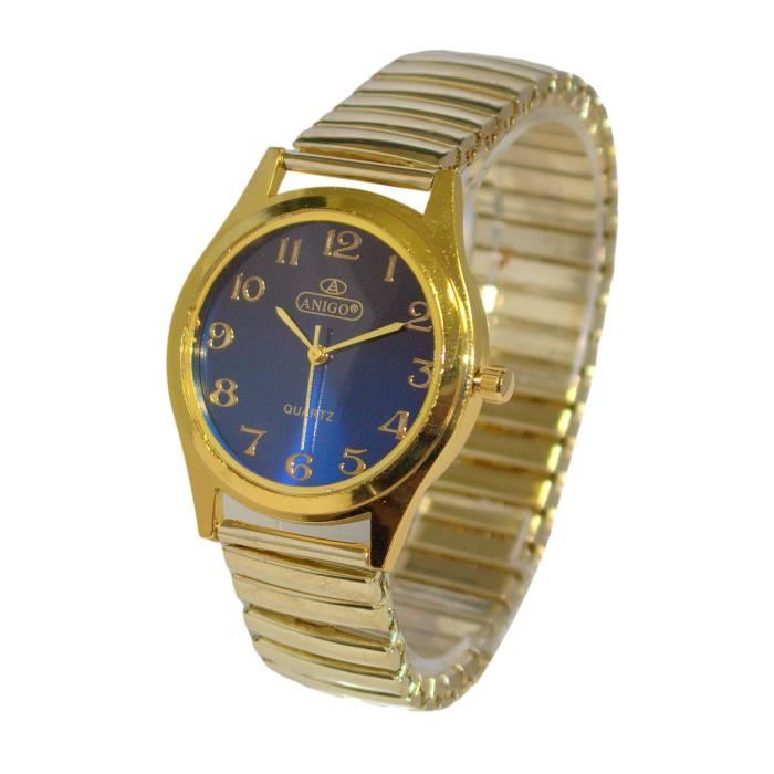 Montre Homme Classique Bracelet Extensible Elastique à Chiffres clairs
