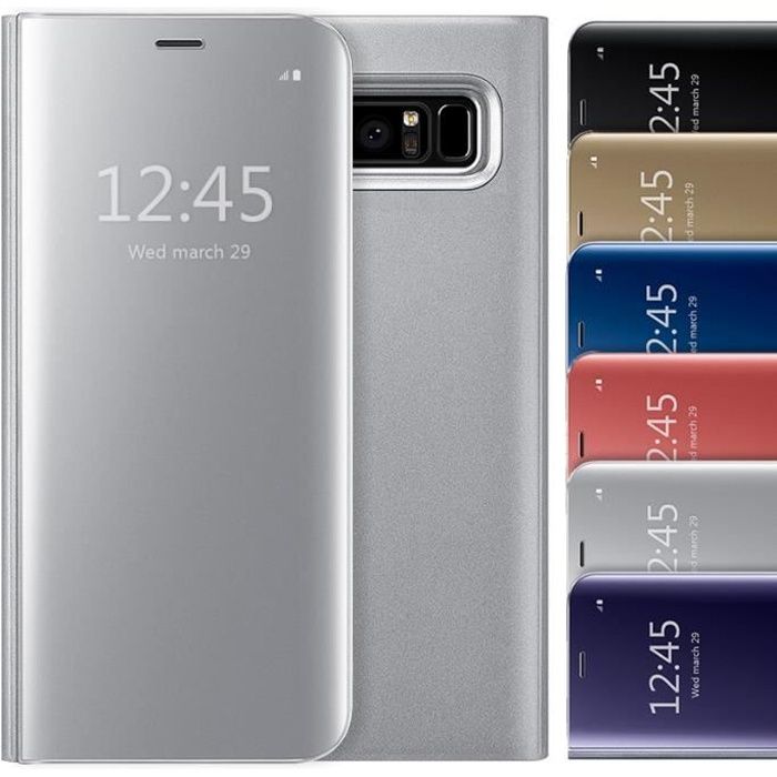 Etui Samsung galaxy Note 8 Clear View Flip Stand cover - Argent