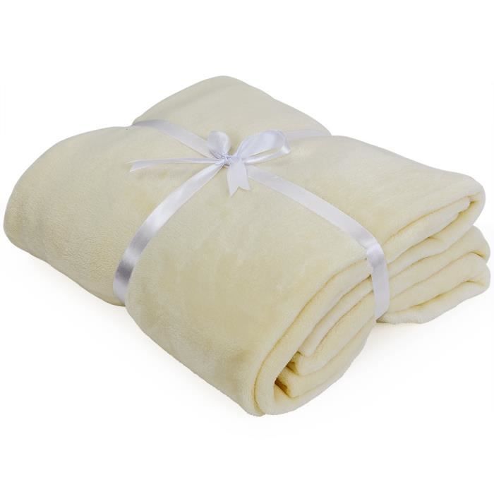 Monzana® Couverture polaire plaid doux moelleux duveteux 200x150 cm - beige