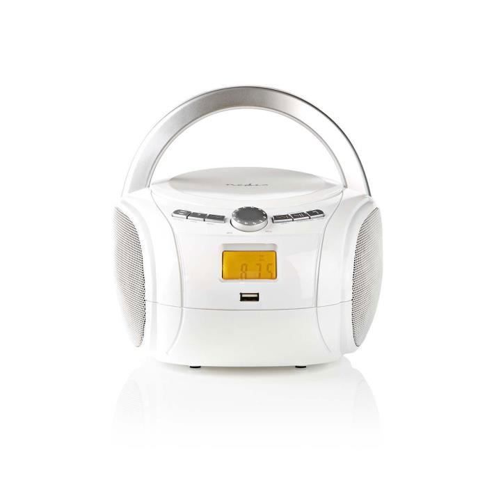 boombox - 9 w - bluetoothâ® - lecteur de cd - radio fm - usb - aux - blanc