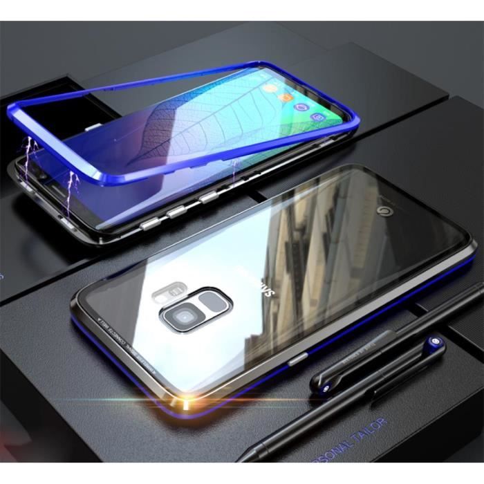 Coque Magnétique Adsorption 360° Support Fil pour Samsung Galaxy S9 - (bleu Noir)