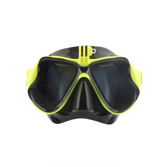 Masque de Plongée Sous-Marine avec Masque de Plongée avec Tuba pour Gopro, Jaune