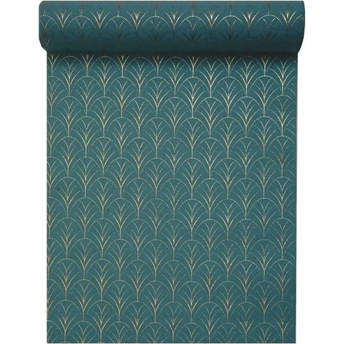Chemin de table chic de Noël bleu canard en coton (x1) REF/6067