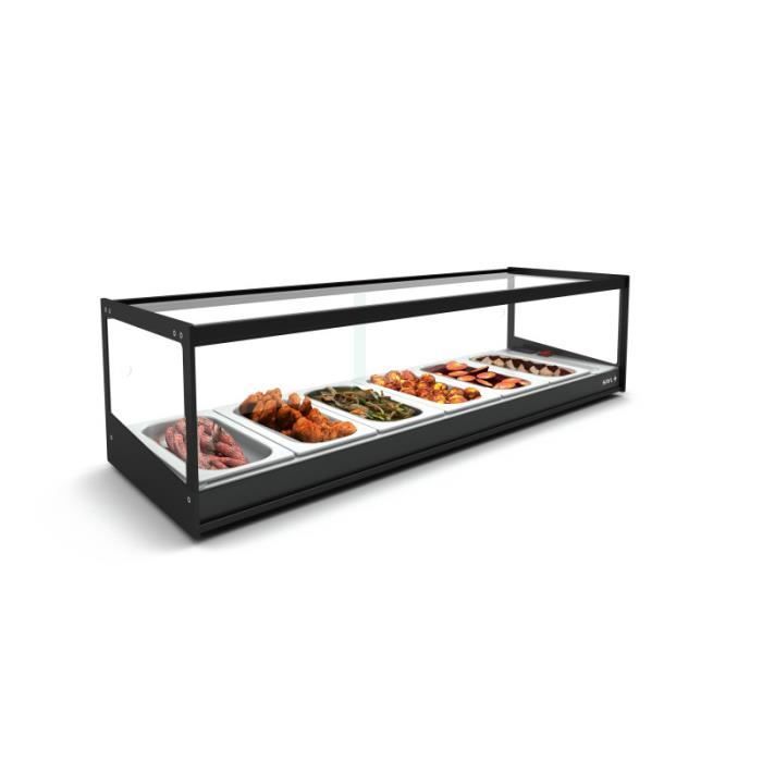 Vitrine Chaude Bain-Marie Bacs GN 1/3 Série LOGIC avec Eclairage LED - 840 à 1190 mm - SAYL - inox 1190 mm
