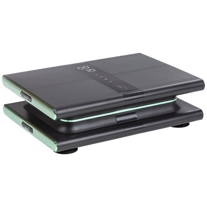 Skandika Sunna - Plateforme vibrante Moderne compacte - jusqu'à 20 Hz - Télécommande - 20 Niveaux - 3 + 1 progr. - Gris/Vert
